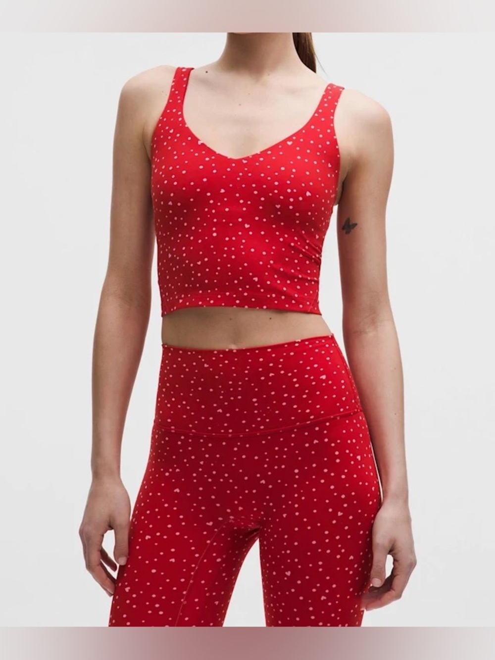 Lululemon Align Tank Top A/B Cup Size 6 Heart Scatter Dot Candy Cloud Oxford Red